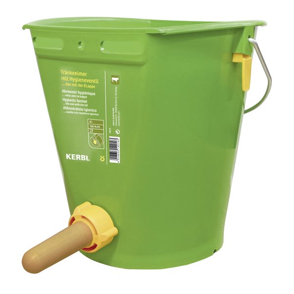 Plastic calf bucket 8 L with hygienic valve