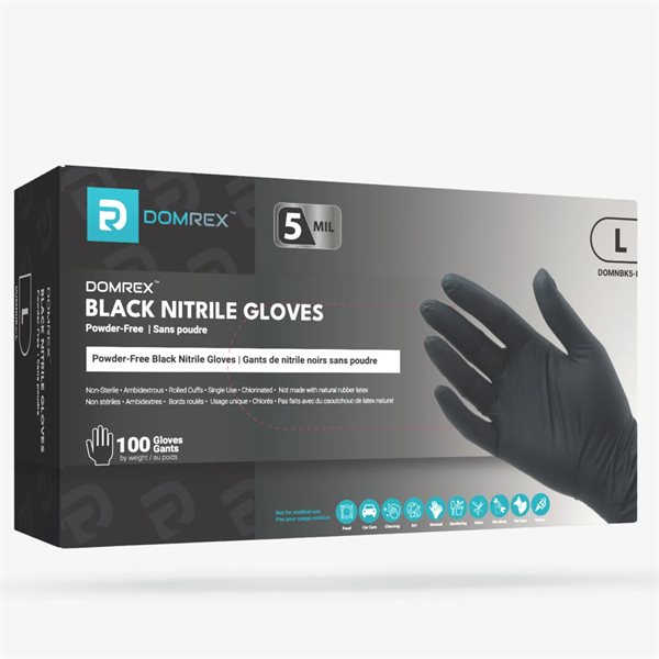 DOMREX black nitrile gloves 5 mil. p / free (L) box / 100